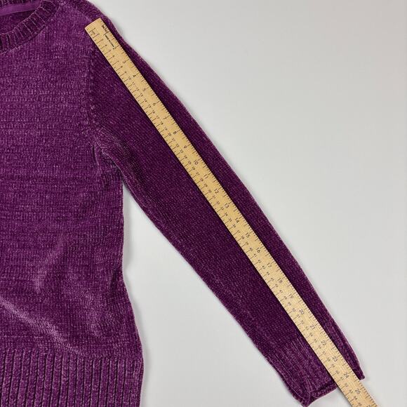 Style & Co Size Small Purple Soft Chenille Split Hem Crew Neck Pullover Sweater - Picture 6 of 10